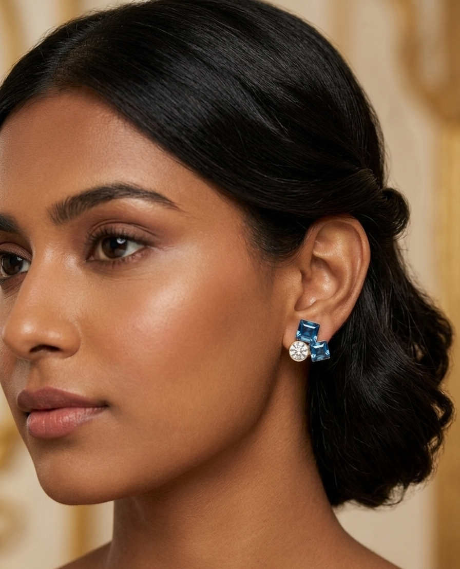 Sky Blue Crystal Studs