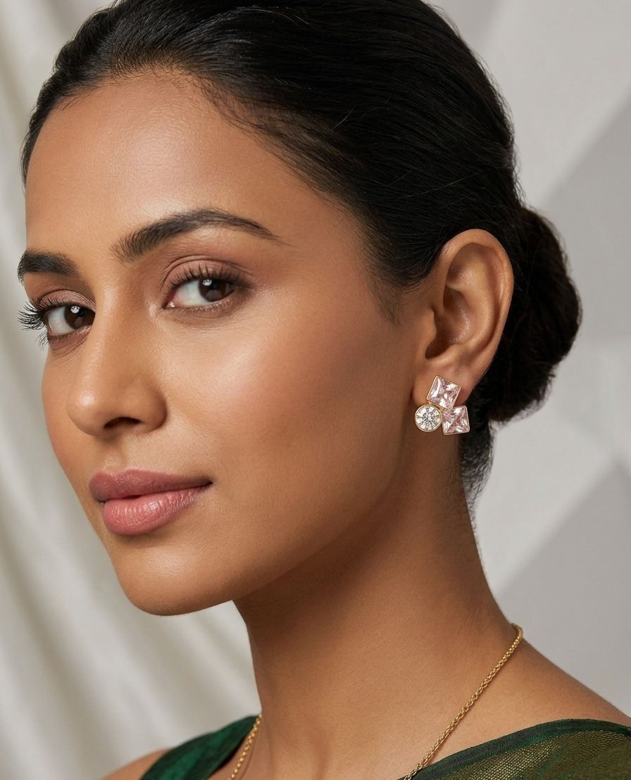 Pink Crystal Studs