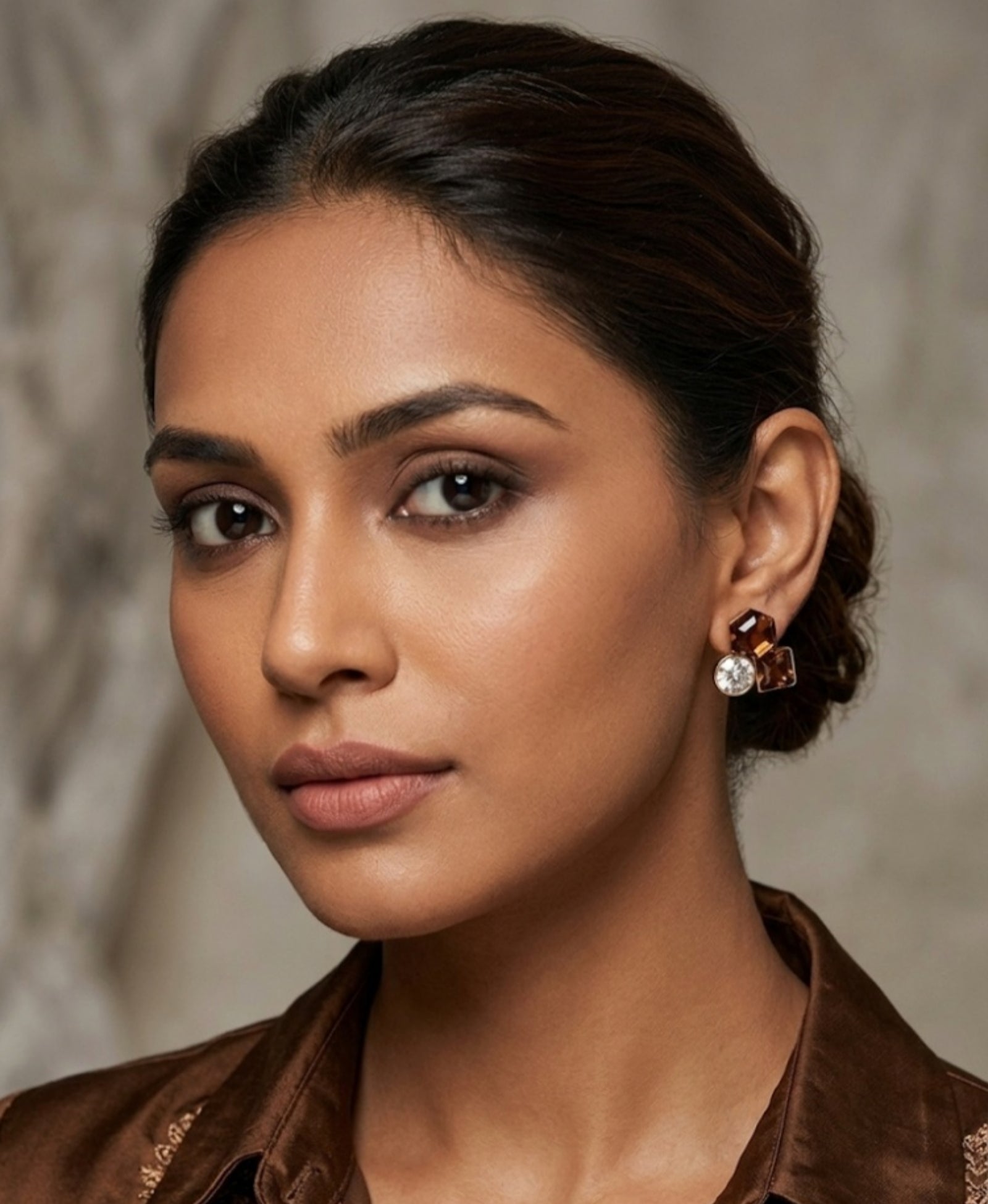 Brown Crystal Studs